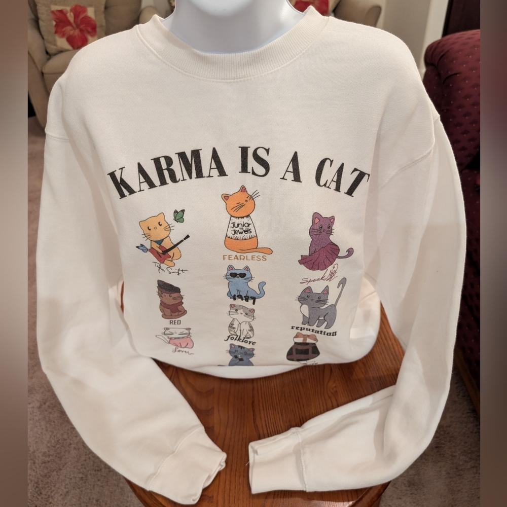 Karma Is A Cat Swifties Sweatshirt, size L - Picture 1 of 7